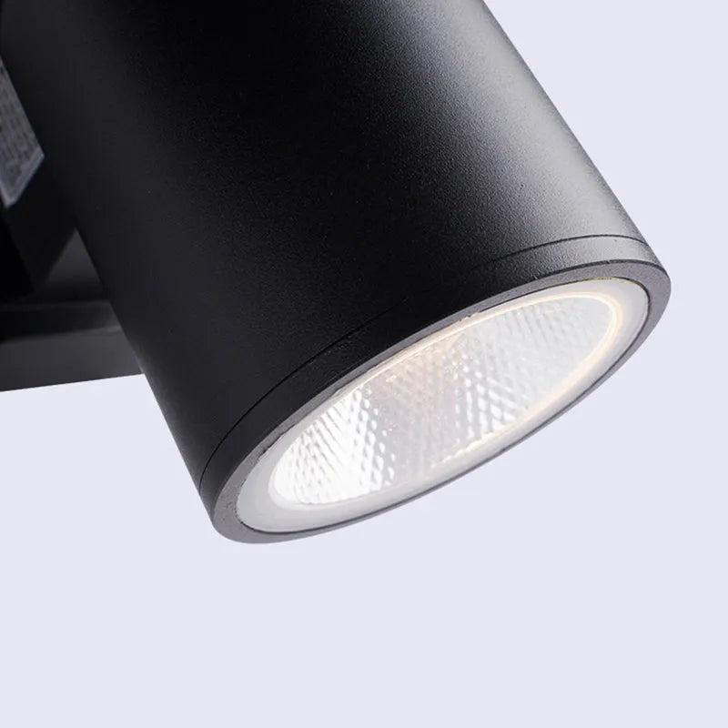 Kren Minimalistische Metalen Dubbelkopige Buitenwandlamp, Zwart