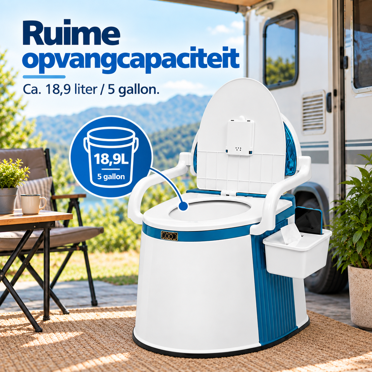 Draagbaar Campingtoilet voor Camper, Caravan & Kamperen