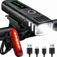 Victoper 400 Lumen Fietsverlichting Set, 8 Led USB Oplaadbare Voor- & Achterlicht, Mat Zwart