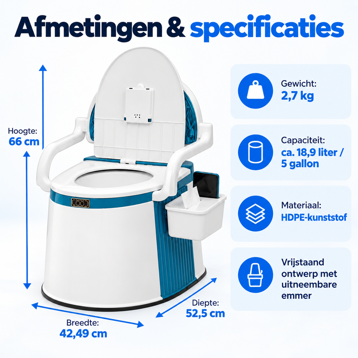 Draagbaar Boottoilet voor Boot, Watersport & Vissen