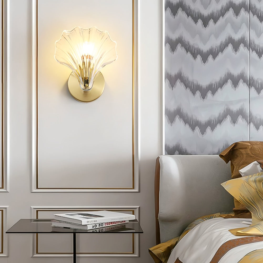 Art Brass Glass Schelp Wandlamp
