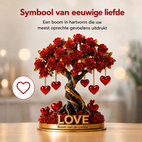 NOBLEHEART GEM – Elegant rozenboom van kristal in de vorm van een hart met gouden basis