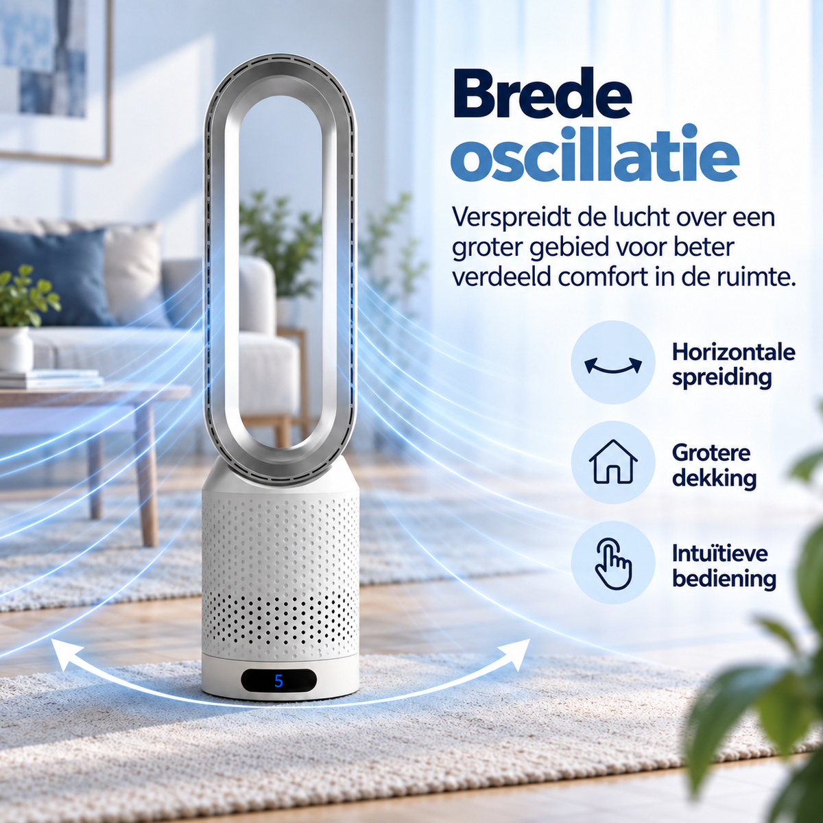 AirPure – Ultrageluidloze torenventilator zonder bladen (< 32 dB)