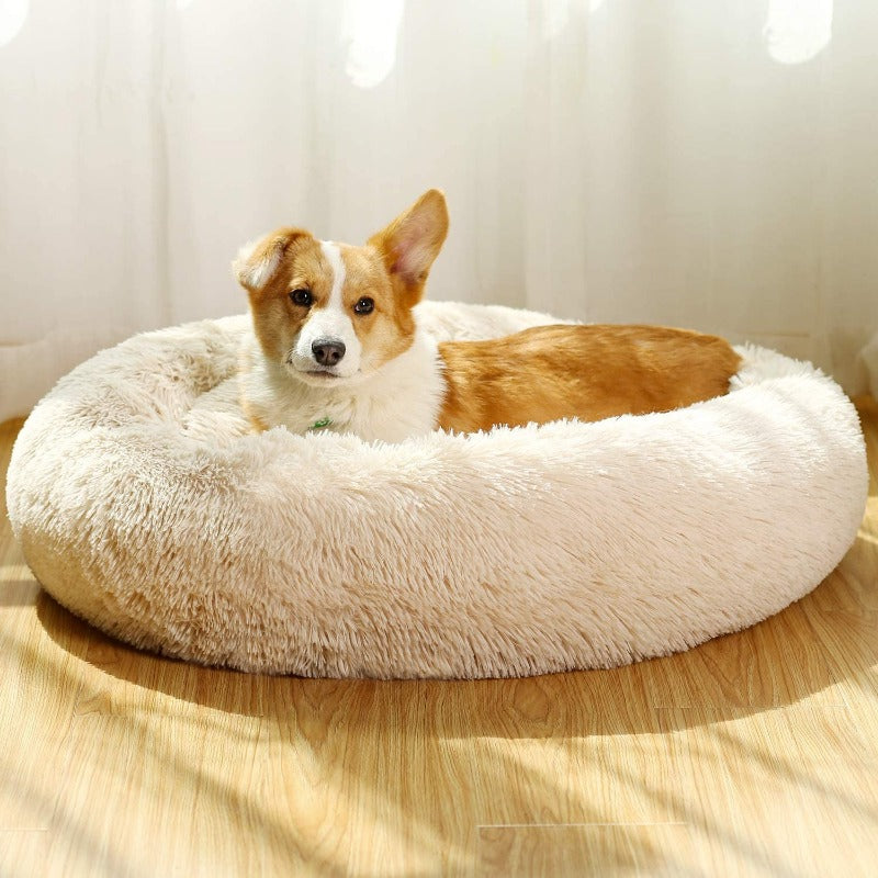 Rund Plüsch Kalmerende Donut Hondenbed voor kleine tot grote honden