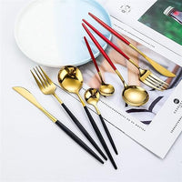LUXUEUS RVS-24-DELIGEN GOUDE-ZILVER BESTECKSET