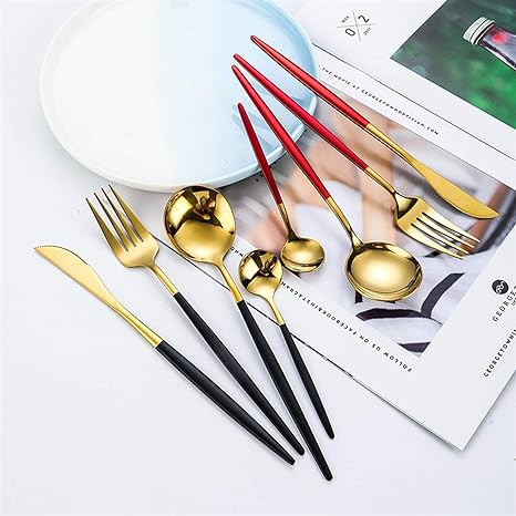 LUXUEUS RVS-24-DELIGEN GOUDE-ZILVER BESTECKSET