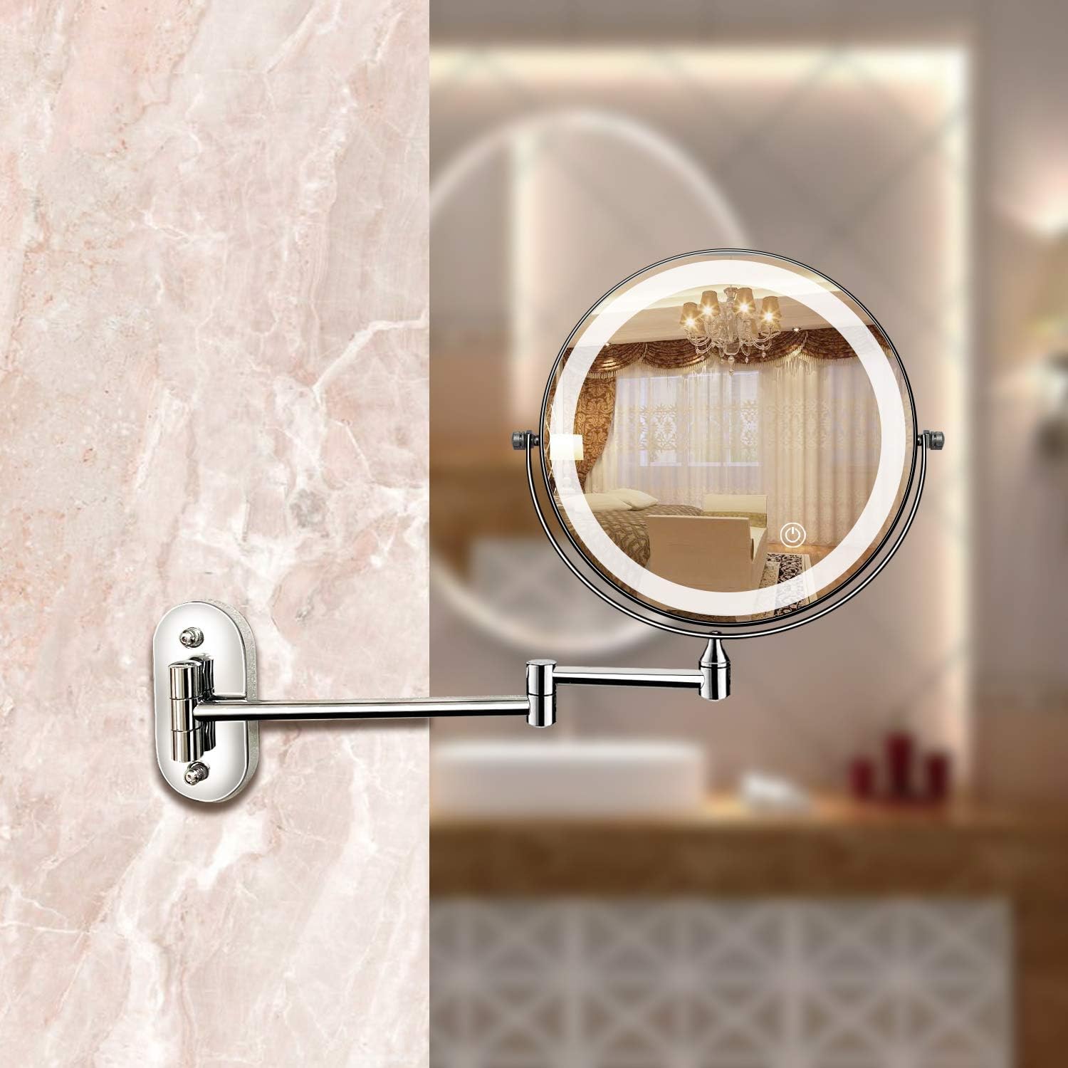 LED Vergrotende Spiegel | Oplaadbaar | Cosmetica & Badkamer | Chroomzilver