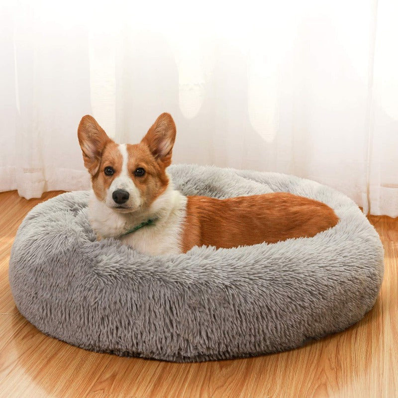 Rund Plüsch Kalmerende Donut Hondenbed voor kleine tot grote honden
