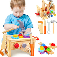 Houten Handwerk Kinder Gereedschapskist – Houten Gereedschapskist Creatief Spel Motoriek Vanaf 6 Maanden