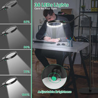 Volledige zijkanten vergrootglas met LED-licht – Handsfree leeshulp voor boeken, handwerk en hobby's
