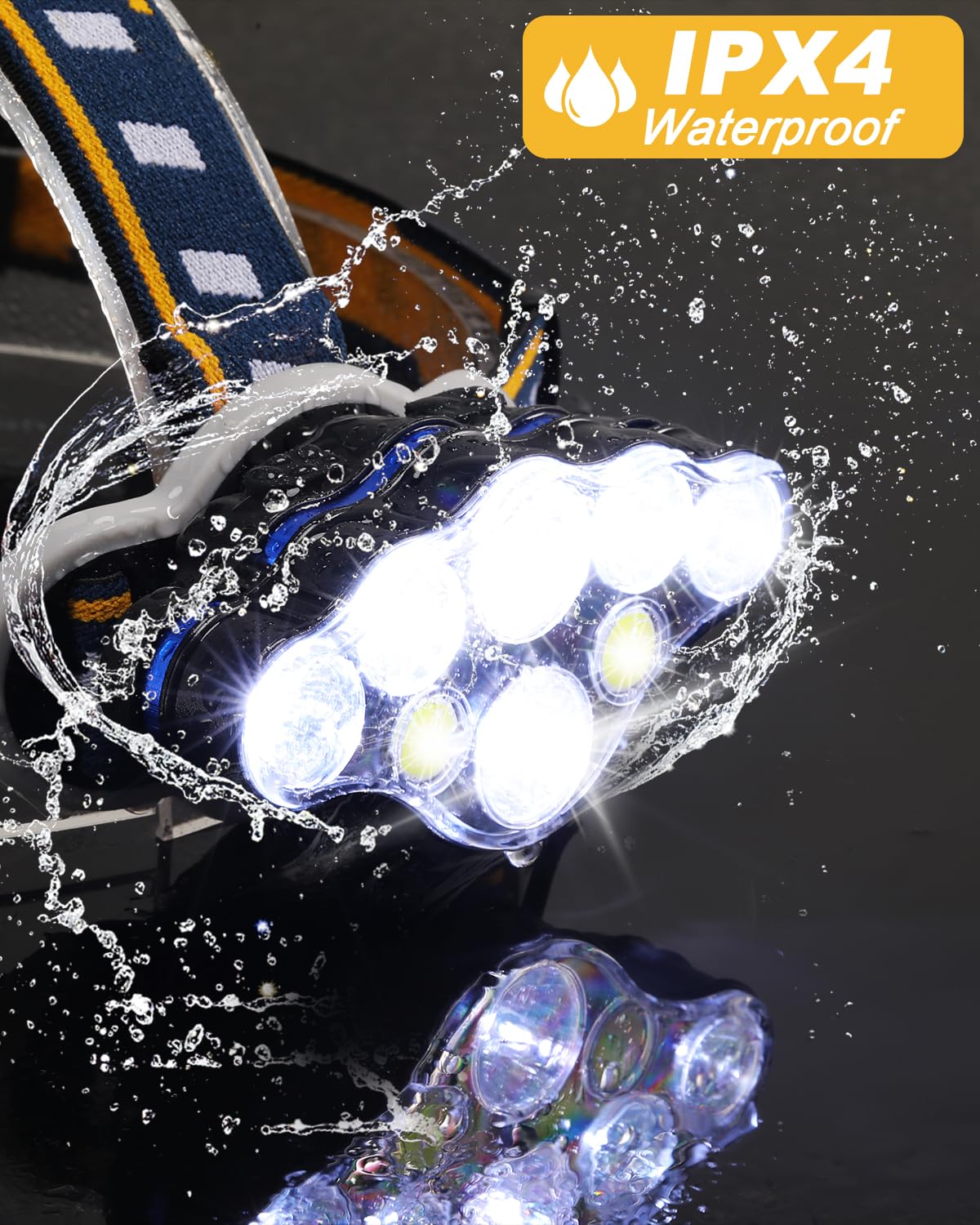Ochter 18000 Lumen Oplaadbare Hoofdlamp, 8 Modussen, Waterdicht, USB, Rode & Witte Lichten