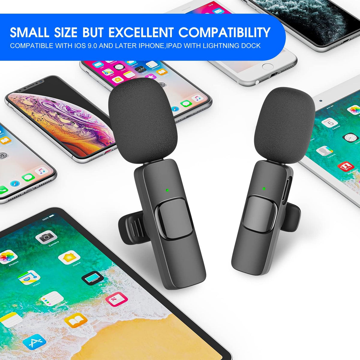 2-Pack Draadloze Microfoon voor iPhone iPad