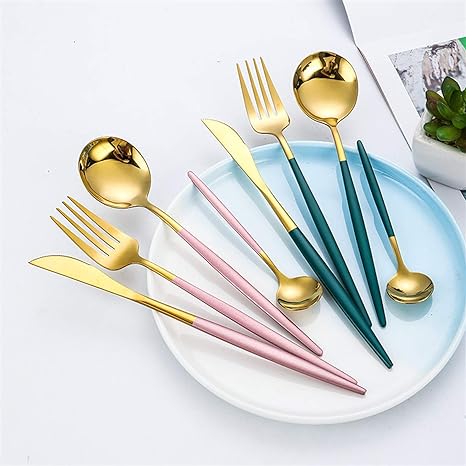 LUXUEUS RVS-24-DELIGEN GOUDE-ZILVER BESTECKSET
