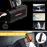 Ochter 18000 Lumen Oplaadbare Hoofdlamp, 8 Modussen, Waterdicht, USB, Rode & Witte Lichten