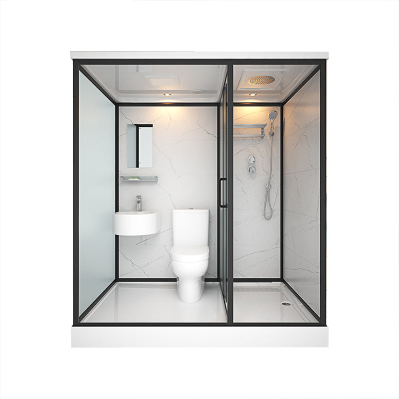 Basis Inclusief Gekaderde Douchecabine met Witte Basis en Vaste Paneel