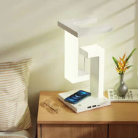 OpulentGlow Geometrische Draadloze Oplaadlamp | Een verfijnde lamp die naadloos hedendaags design combineert met geavanceerde draadloze oplaadefficiëntie.