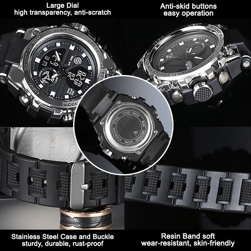Sportieve Dual-Display Mode Multifunctionele waterdichte verlichte herenarmbandhorloge