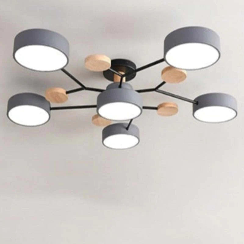 Muto Plafondlamp Hout Modern Rond LED Wit Slaap-/Woonkamer