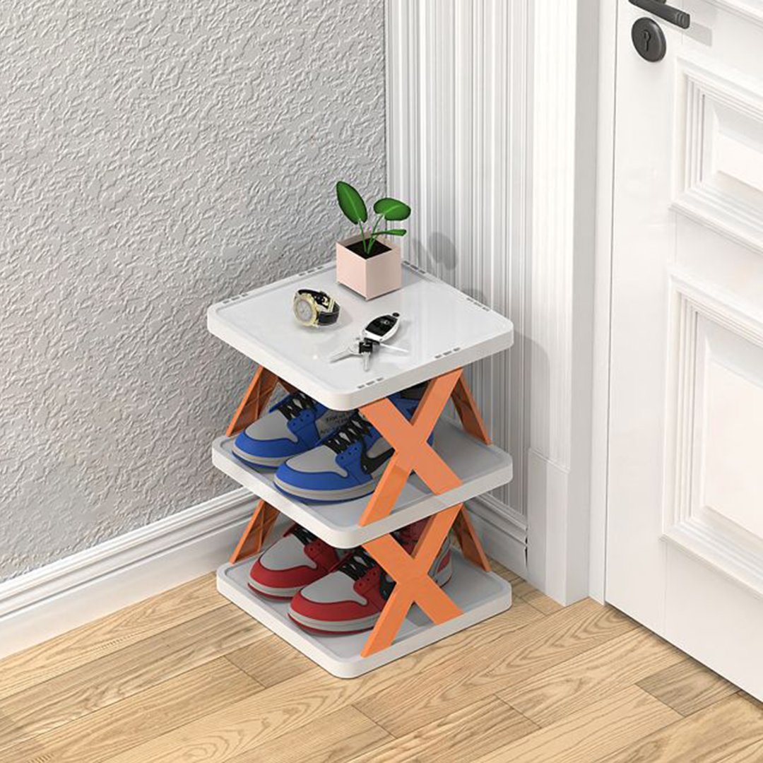 Verticale Schoenenrek – ruimtebesparend, 3 tot 8 niveaus, in Oranje, Blauw of Groen