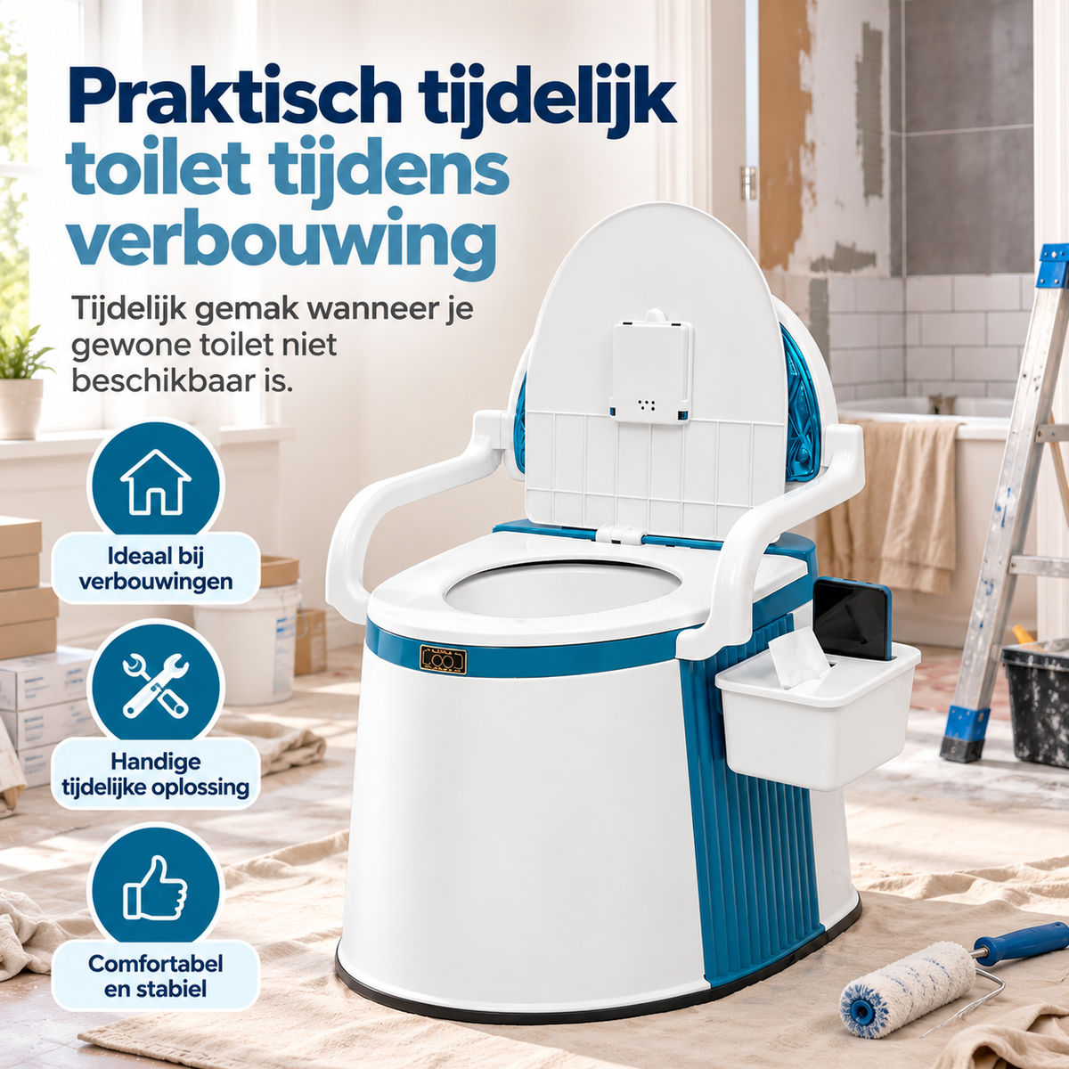 Draagbaar Toilet voor Verbouwing, Renovatie & Klussen