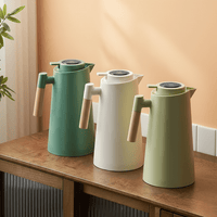 LATTEA THERMO – Dubbelwandige Thermoskan met Temperatuurweergave en Houten Handvat