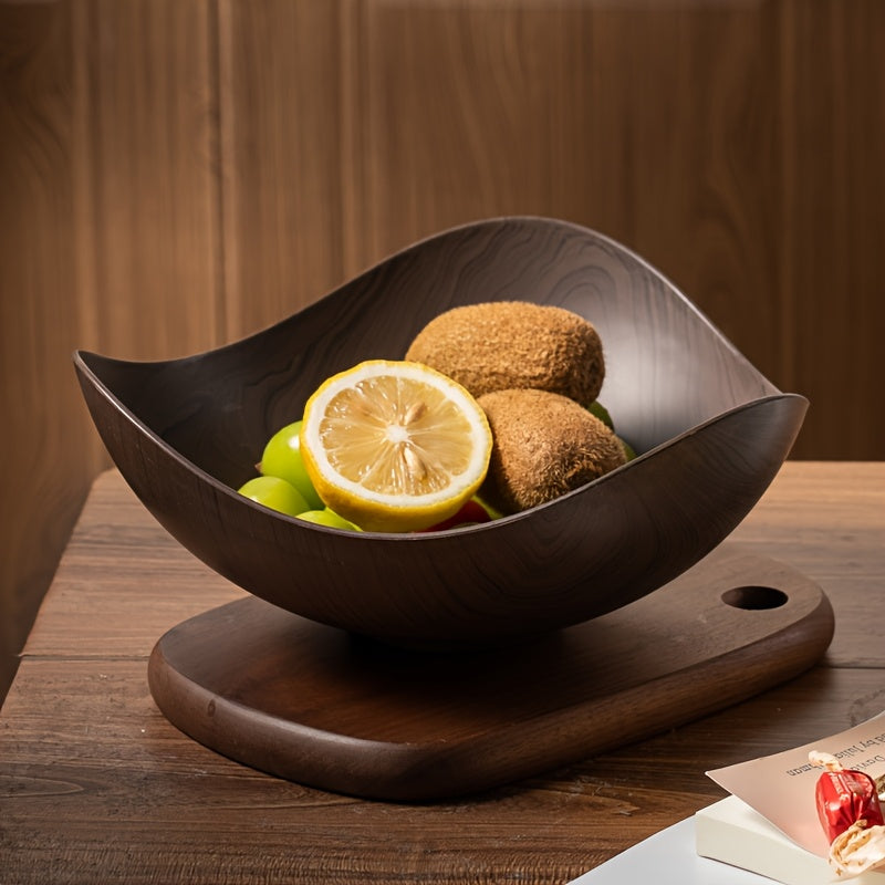 Grote Fruitschaal met Houten Uiterlijk – Decoratief en Praktisch voor Tafelgebruik