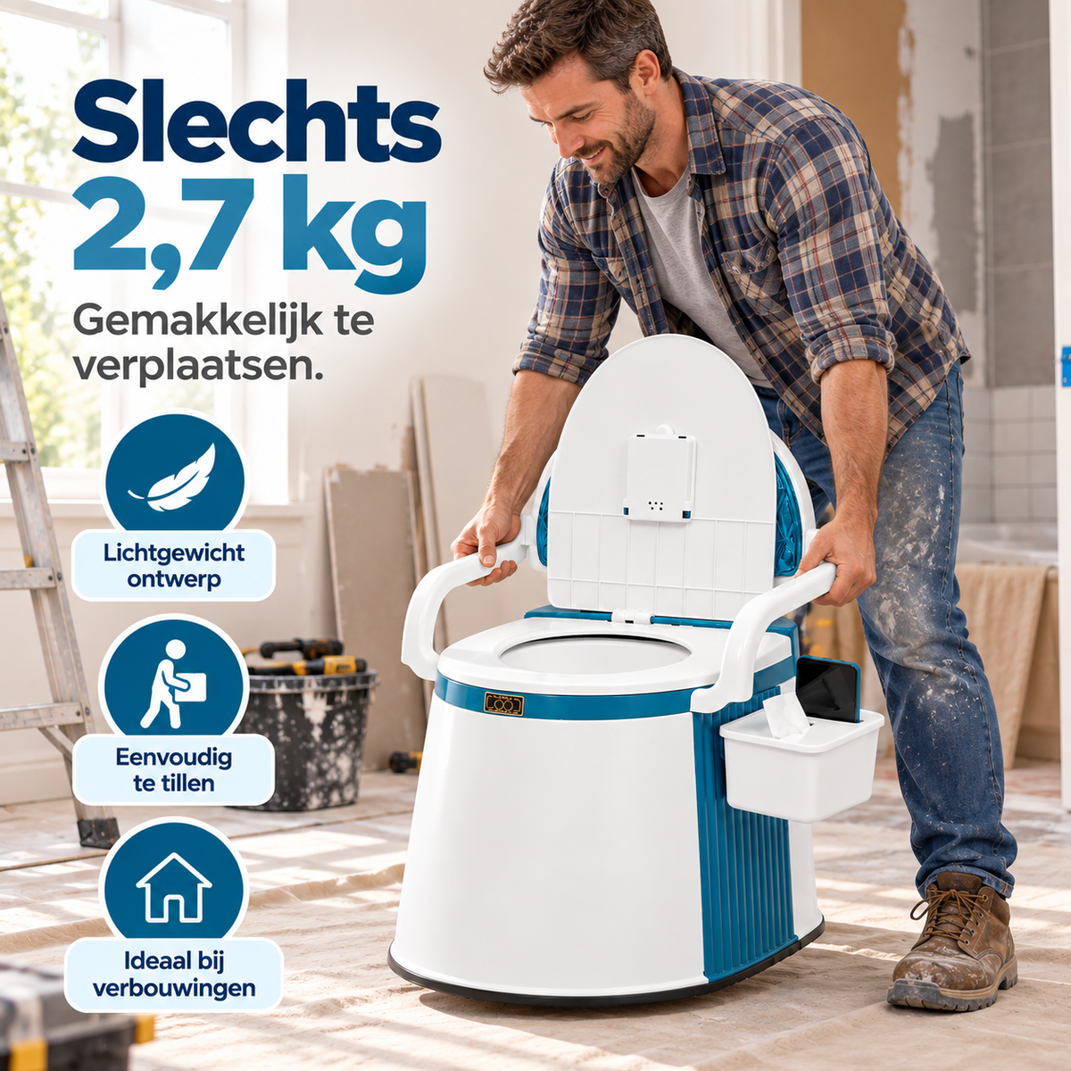 Draagbaar Toilet voor Verbouwing, Renovatie & Klussen