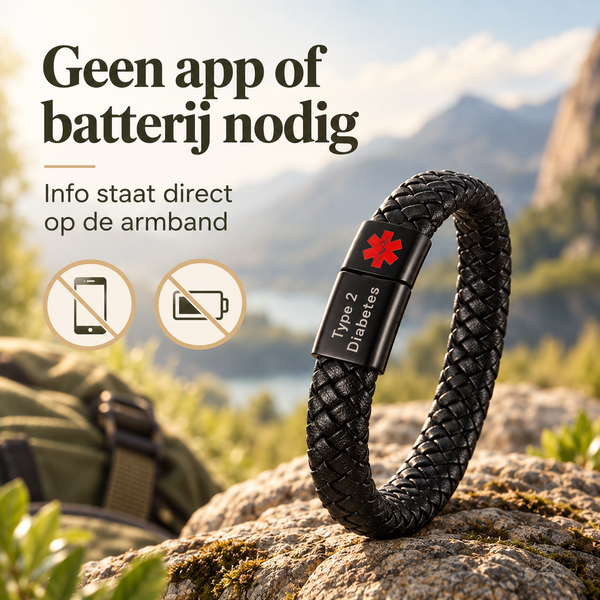 Custom AlertBand | Medische ID Armband voor Sporters & Outdoorliefhebbers