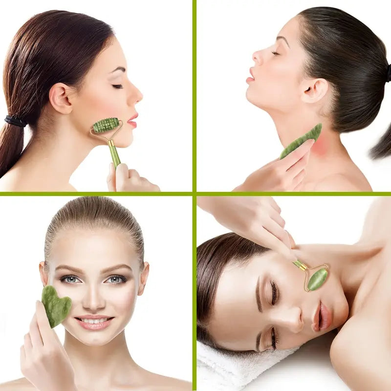 RollPro | Jade Gua Sha Gezichtsmassage Roller Set (4PCS)
