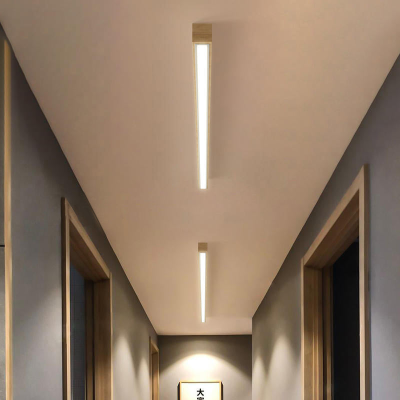 Arisha Linear Slim Plafondlamp, Hout
