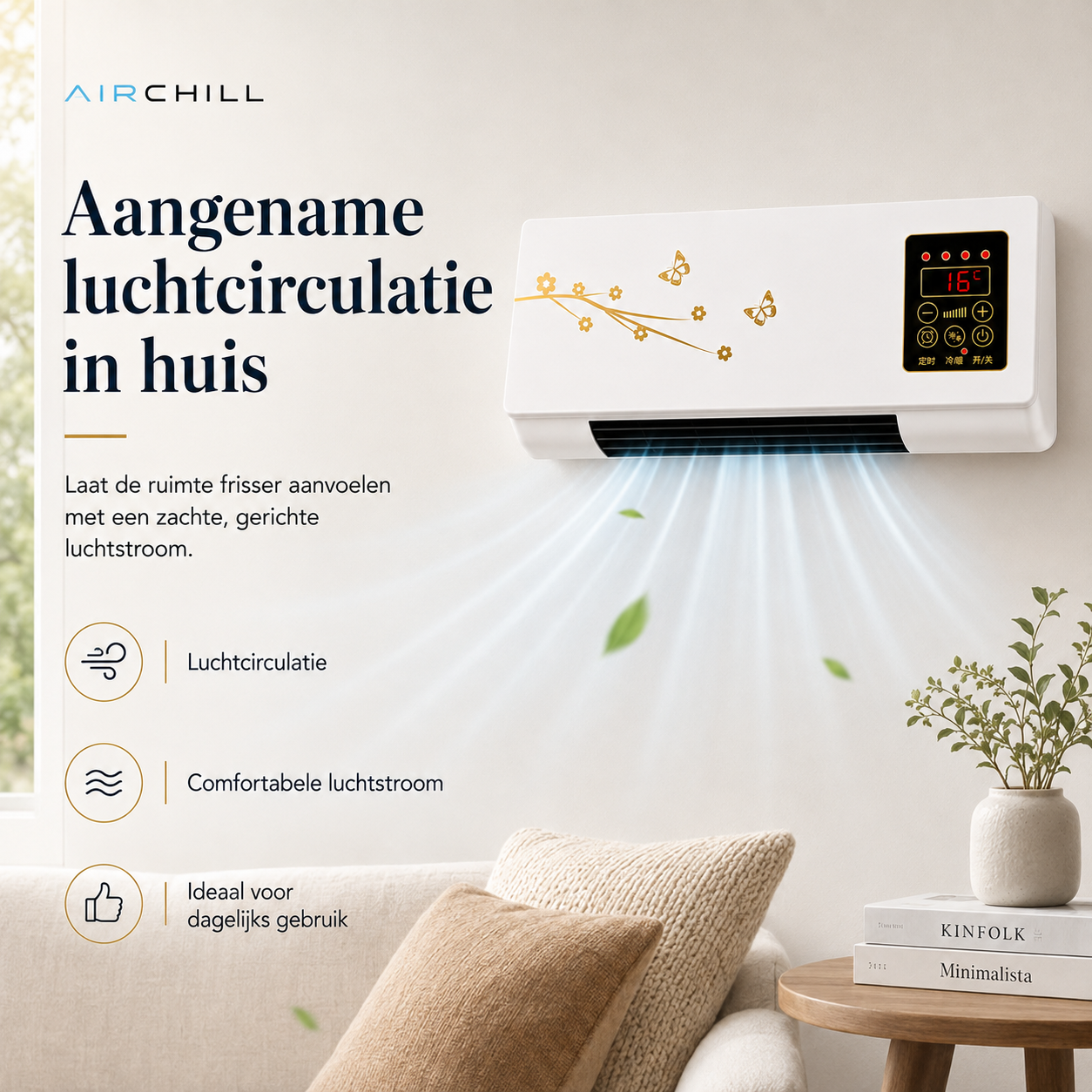 AirChill – Compacte Wandventilator met Afstandsbediening