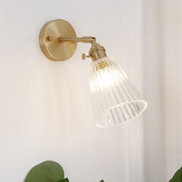 Tapered Clear Textured Glass Wandverlichting Industriële Eén Lamp Eetkamer Wandlamp in Messing