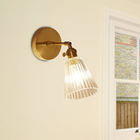 Tapered Clear Textured Glass Wandverlichting Industriële Eén Lamp Eetkamer Wandlamp in Messing