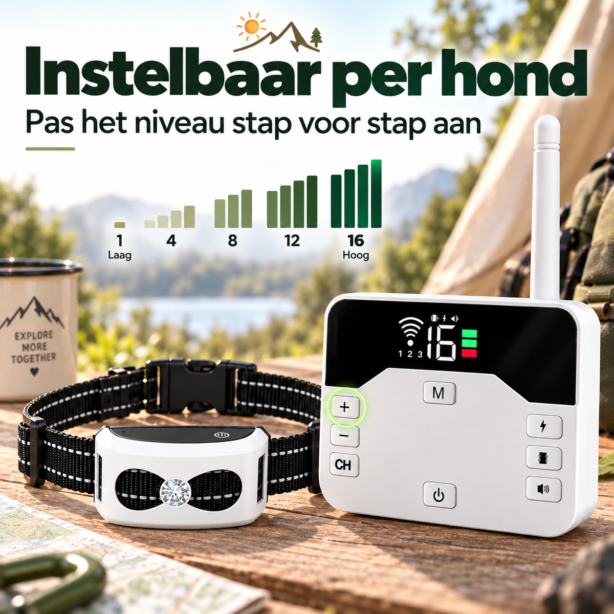 Draadloze Hondenomheining voor Camping & Caravan – 2-in-1 Trainingshalsband