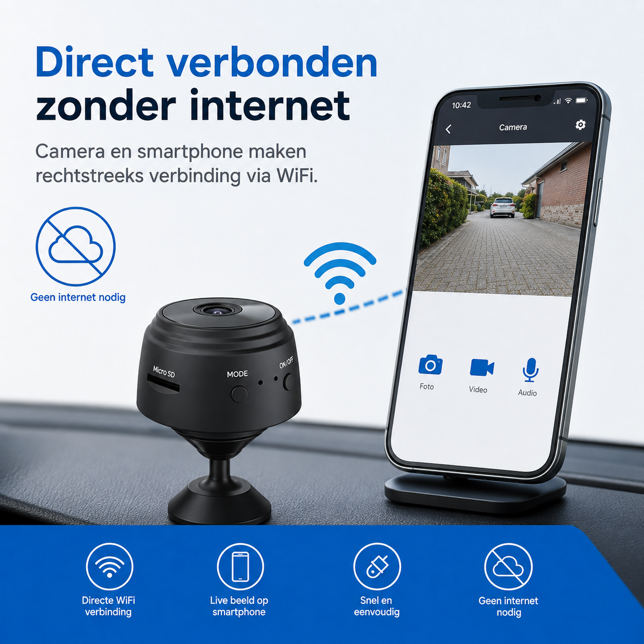 AutoVision | Draadloze HD Achteruitrijcamera voor Auto & Smartphone
