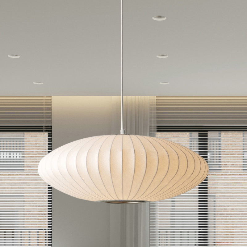 16"/19.5"/23.5"W Schotel Hangende Plafondlamp Modernistisch Stof 1 Licht Wit Hanglamp