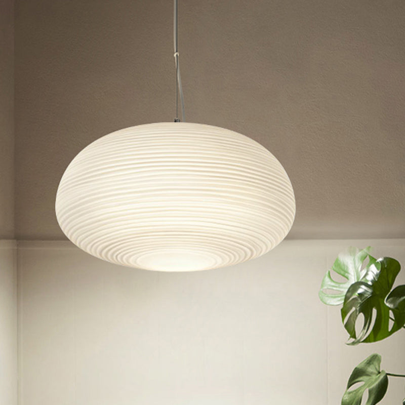 Cocoon Hanglamp Postmodern Geribbeld Glas 1 Licht Wit Hanglicht
