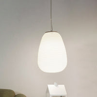 Cocoon Hanglamp Postmodern Geribbeld Glas 1 Licht Wit Hanglicht