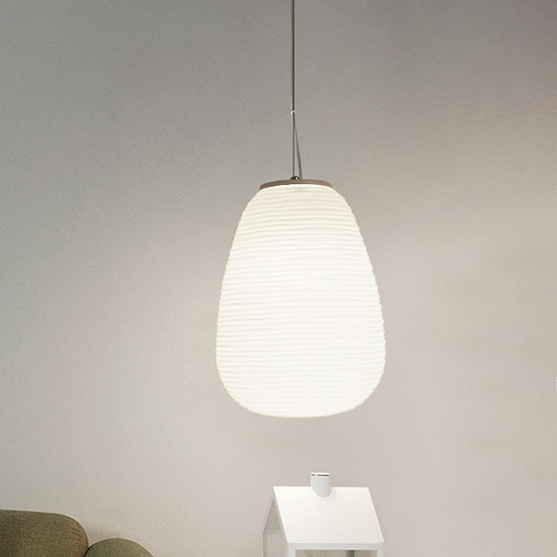 Cocoon Hanglamp Postmodern Geribbeld Glas 1 Licht Wit Hanglicht