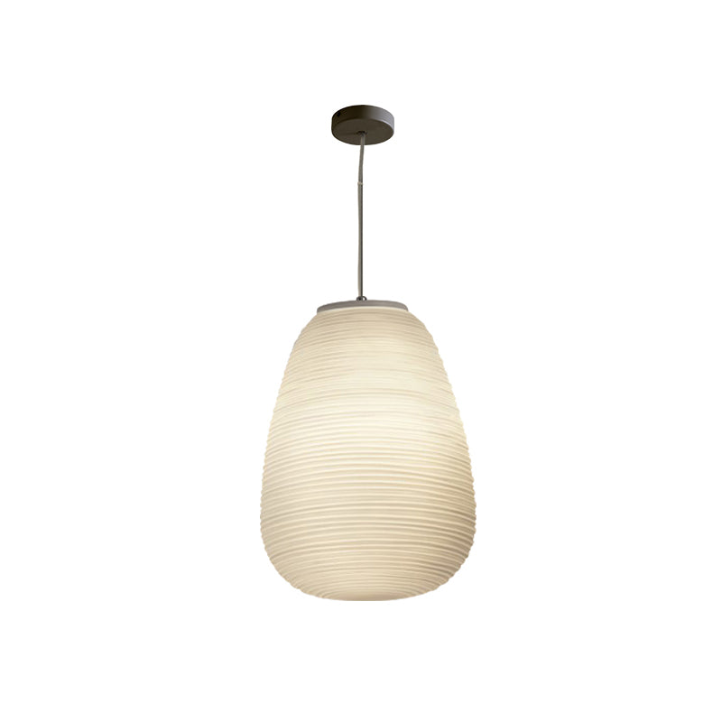Cocoon Hanglamp Postmodern Geribbeld Glas 1 Licht Wit Hanglicht