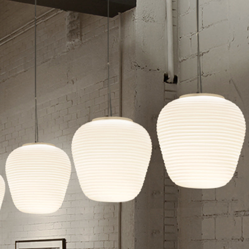 Cocoon Hanglamp Postmodern Geribbeld Glas 1 Licht Wit Hanglicht