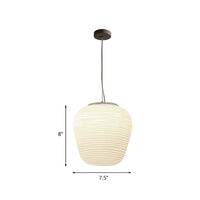 Cocoon Hanglamp Postmodern Geribbeld Glas 1 Licht Wit Hanglicht