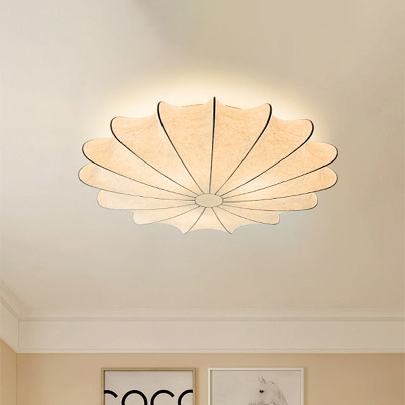 16"/23.5"W Scalloped Flush Mount Light Hedendaags Stof 1/3 Licht Witte Flush Plafondlamp