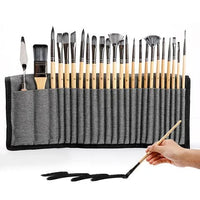Professionele Kunstpenseel met Natuurlijke Houten Handvatten Set