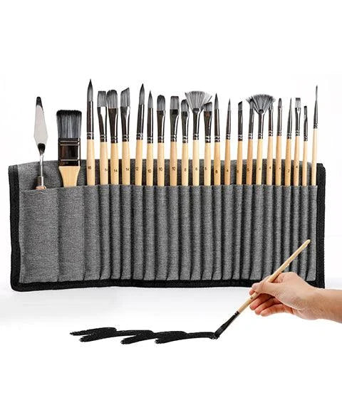 Professionele Kunstpenseel met Natuurlijke Houten Handvatten Set