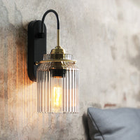 Heldere Prismatische Glazen Kan Vorm Sconces Boerderij 1 Lamp Bedside Wandmontage Licht in Zwart