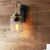 Heldere Prismatische Glazen Kan Vorm Sconces Boerderij 1 Lamp Bedside Wandmontage Licht in Zwart