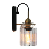 Heldere Prismatische Glazen Kan Vorm Sconces Boerderij 1 Lamp Bedside Wandmontage Licht in Zwart