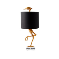 Ostrich Hars Nacht Tafel Licht Klassiek 1 Licht Slaapkamer Nachtkast Lamp in Goud met Cilinder Stof Schaduw