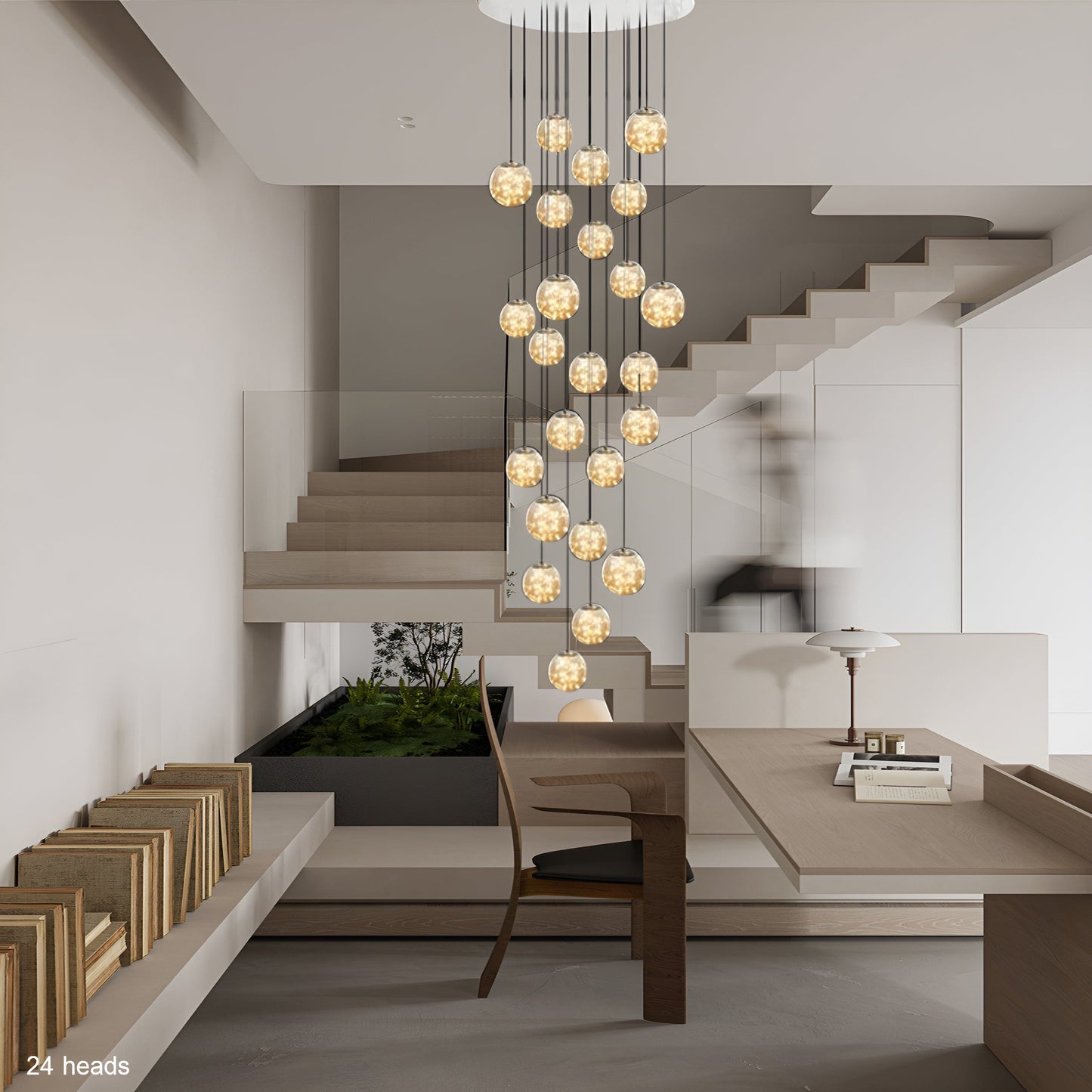 AstraLumen Glazen Bol Trap Chandelier Verhoogt Trapverlichting